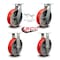 Service Caster 12 Inch Heavy Duty Red Poly on Cast Iron Caster Swivel Locks 2 Rigid SCC, 2PK SCC-KP92S1230-PUR-RS-BSL-2-R-2 - alternate 1